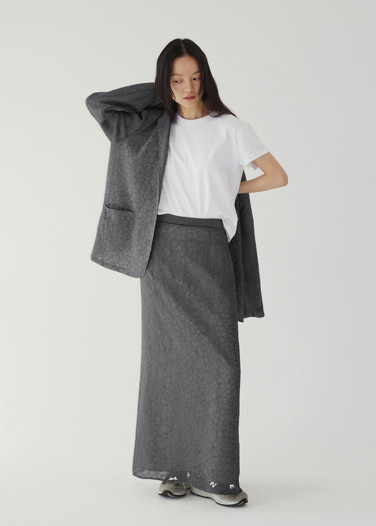 BABY FLOWER SKIRT -CHARCOAL