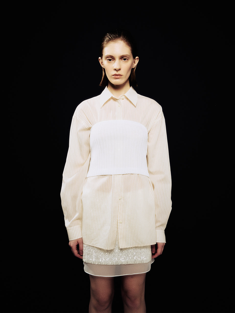 [ARIK.] [24SS] ALMACH oversized shirt Beige Stripe