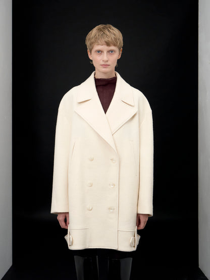 【ARIK. アリク AW】Anser boucle oversized pea coat Rice