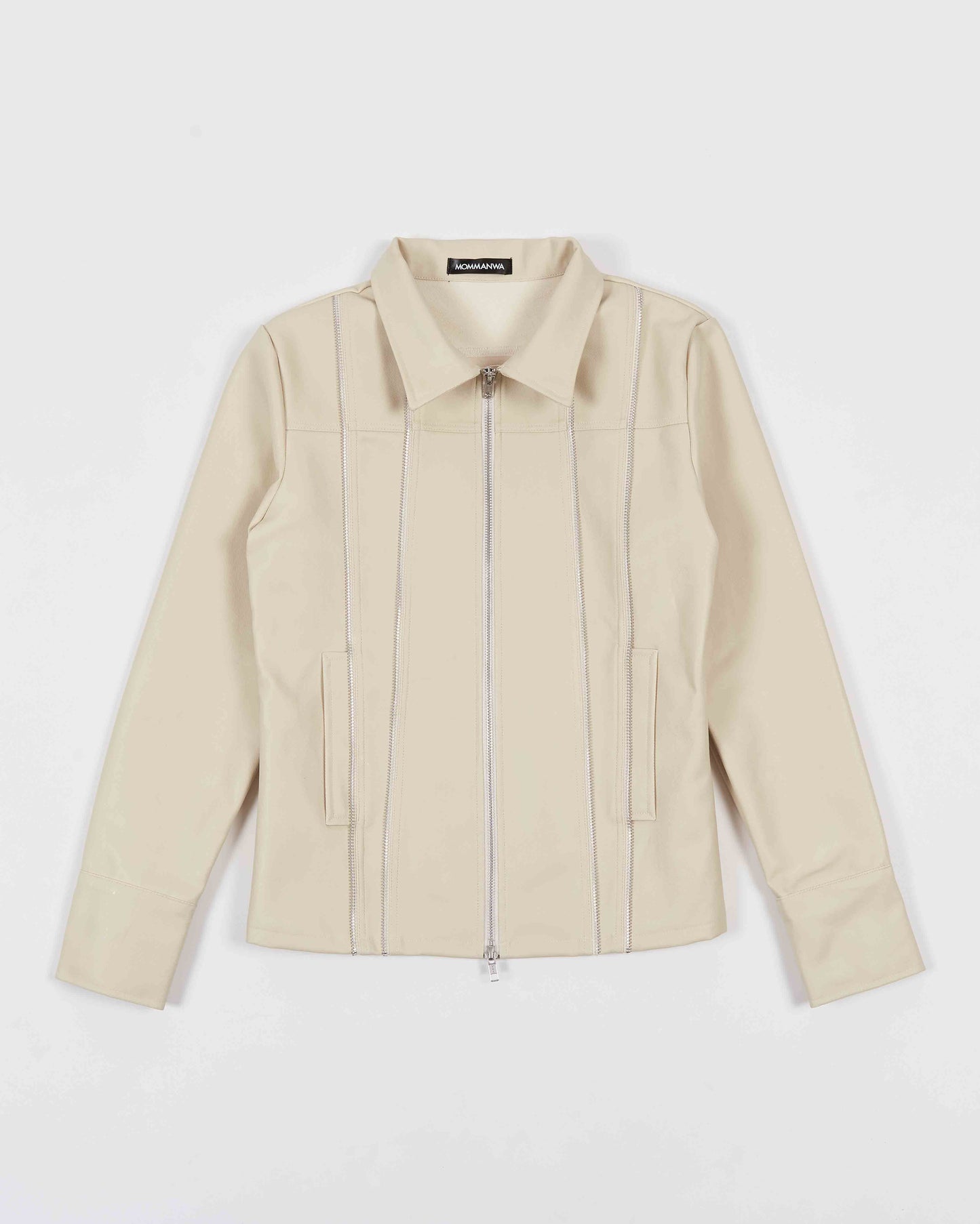 【MOMMANWA モンマンワ】DENIM LINE ZIPPER JACKET (IVORY)