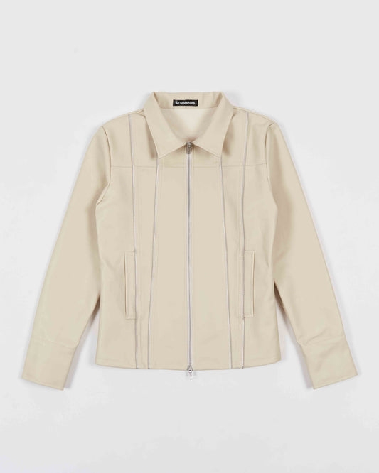 【MOMMANWA モンマンワ】DENIM LINE ZIPPER JACKET (IVORY)