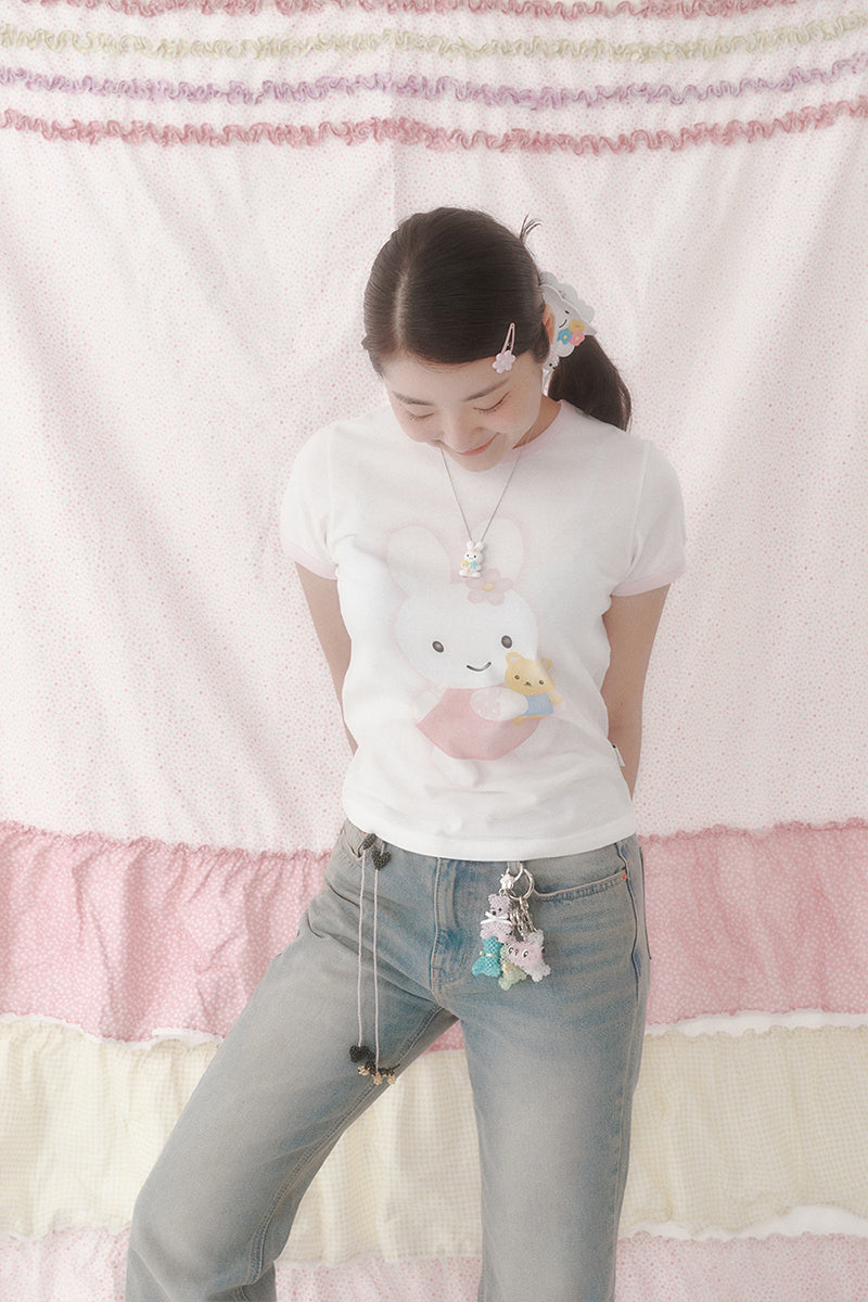 [X YOUNGART] KIDDY Hugs JINI Dot Ringer T-shirt