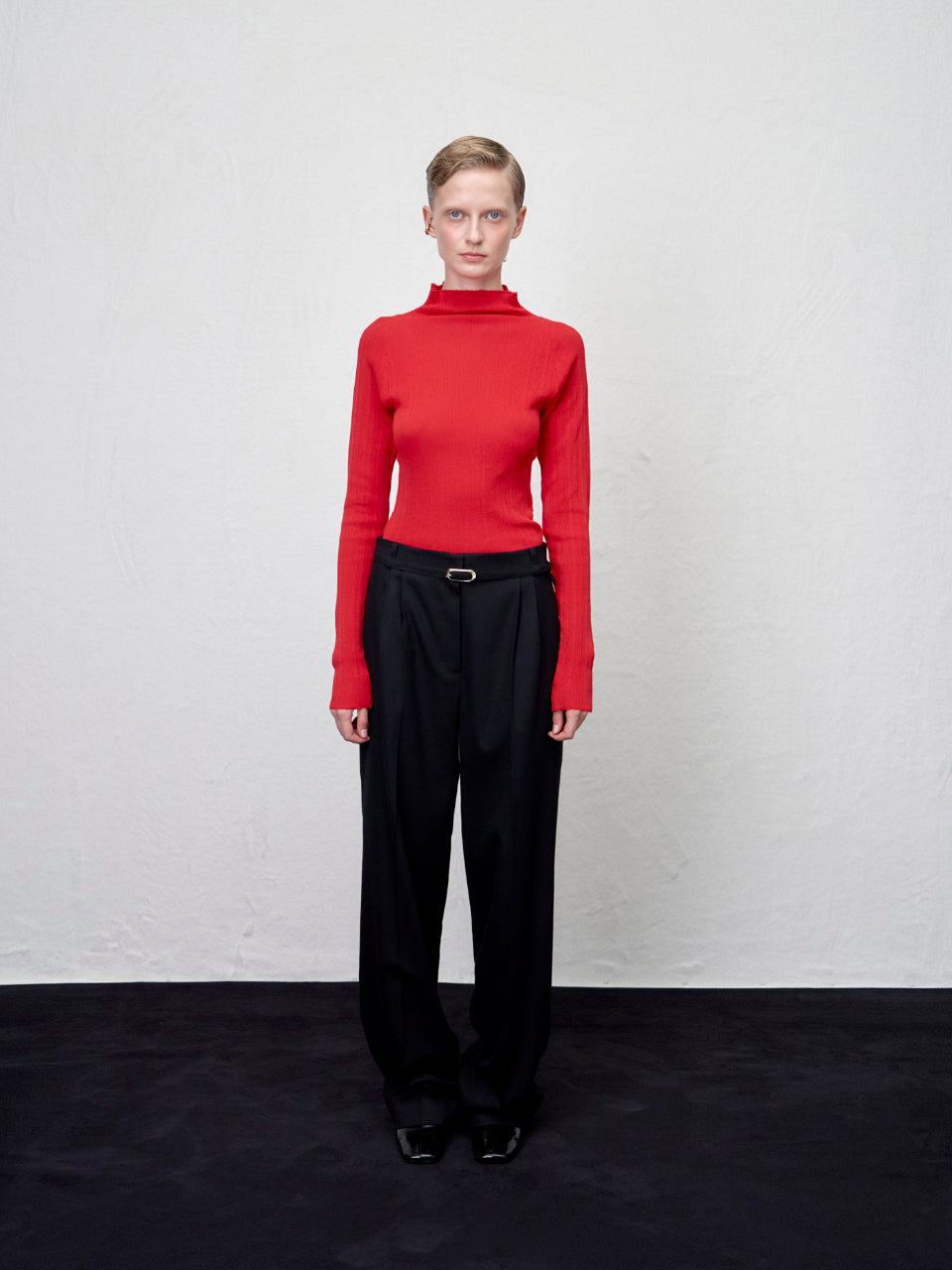 【ARIK. アリク AW】Caph belted tuck wide pants Black