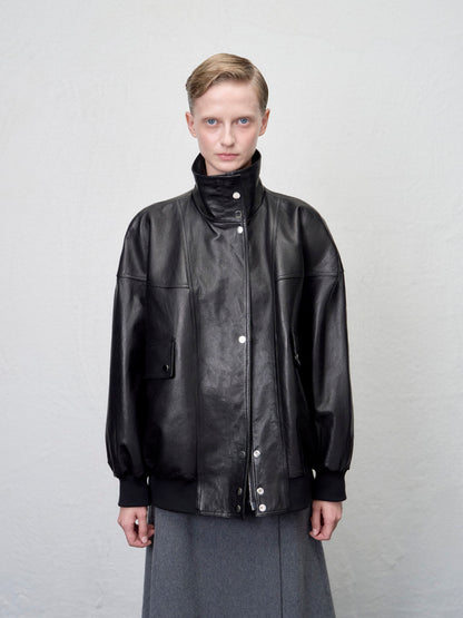[ARIK. Arik AW] Segin oversized panel leather bomber jacket by ONLY FRANK srl