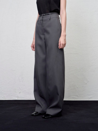 [ARIK. AW] Tarius twisted belted wide pants Gray