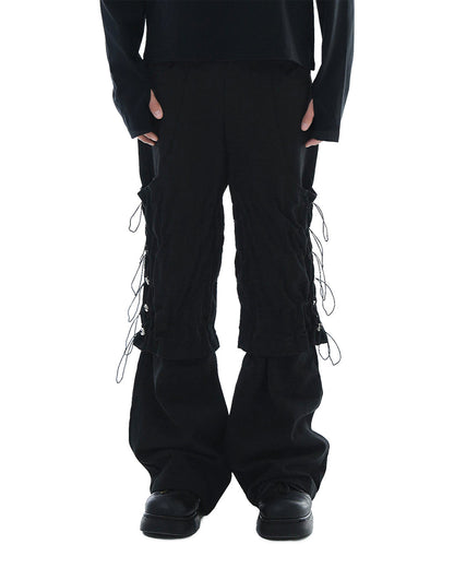 Flare Variant Layered Wide Cotton Pants_Black