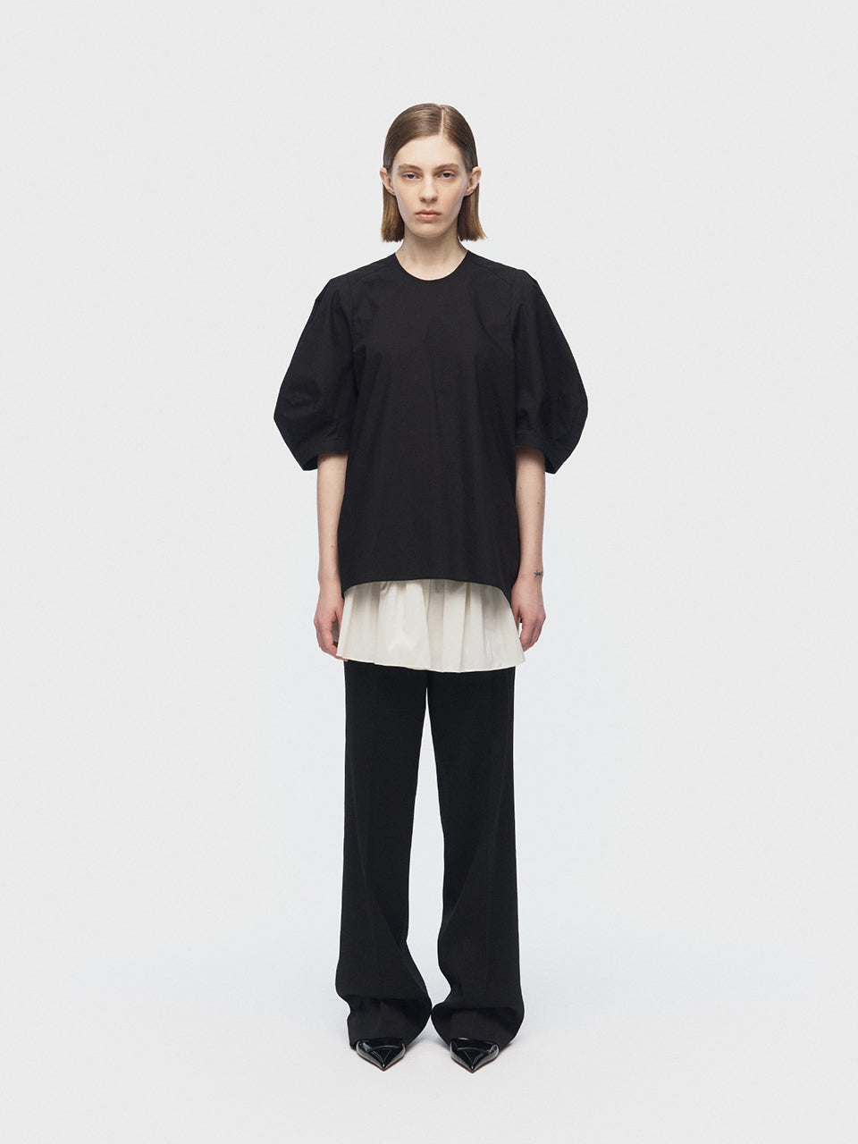ARIK. [24SS] MIRACH layered straight pants Black