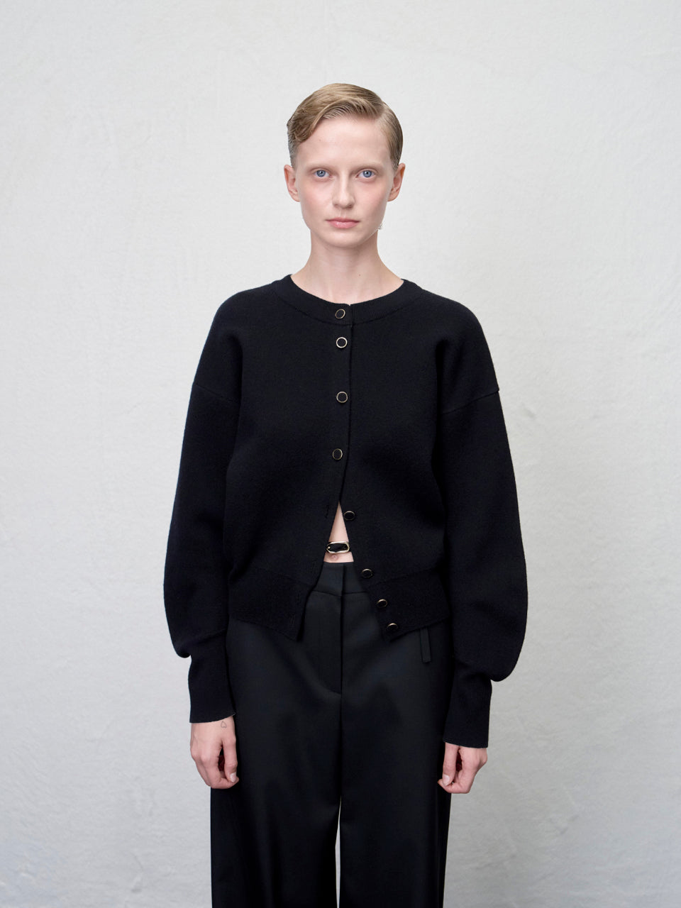 【ARIK. アリク AW】Asellus volume sleeve knit cardigan Black