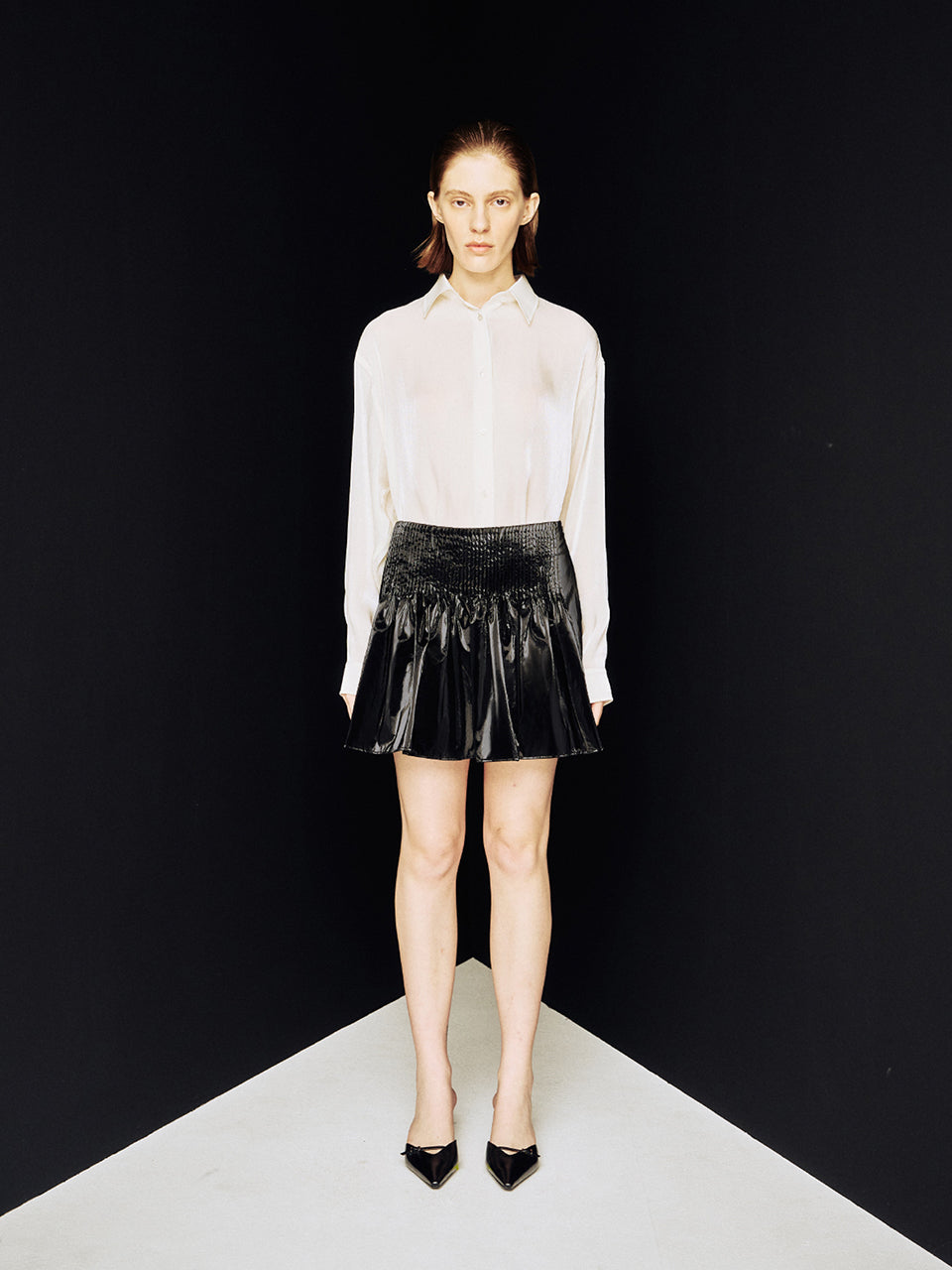 [ARIK. Arik] [24SS] DIPHDA pin tuck skirt Black