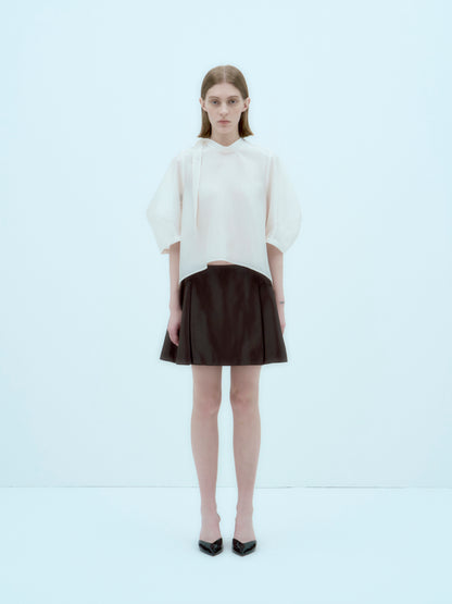 [ARIK.] [25SS] ALKES Panel flare skirt Umber Brown