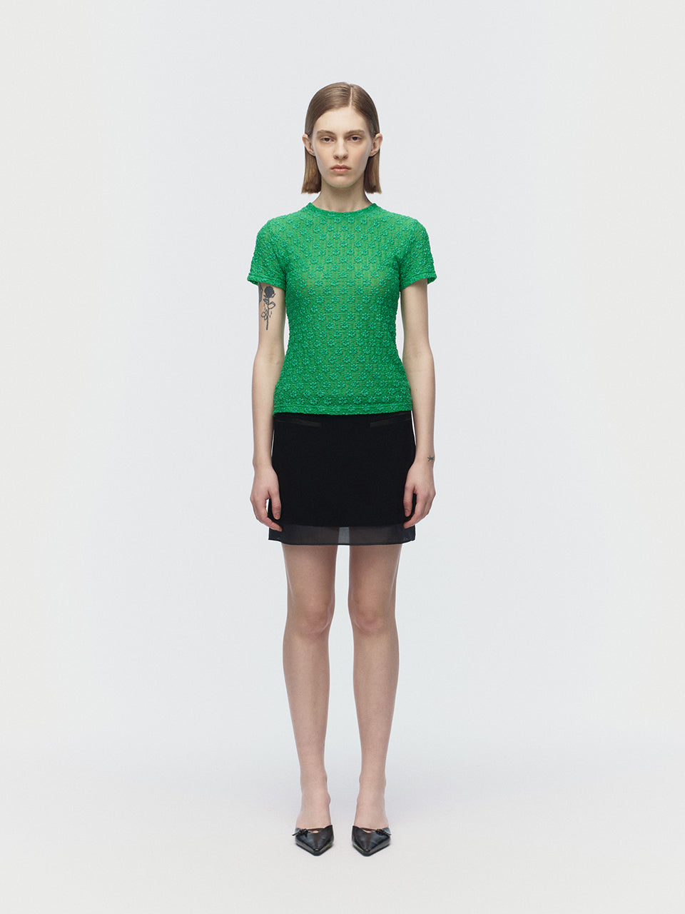 ARIK. [24SS] SAMAKAH Layered mini skirt Black