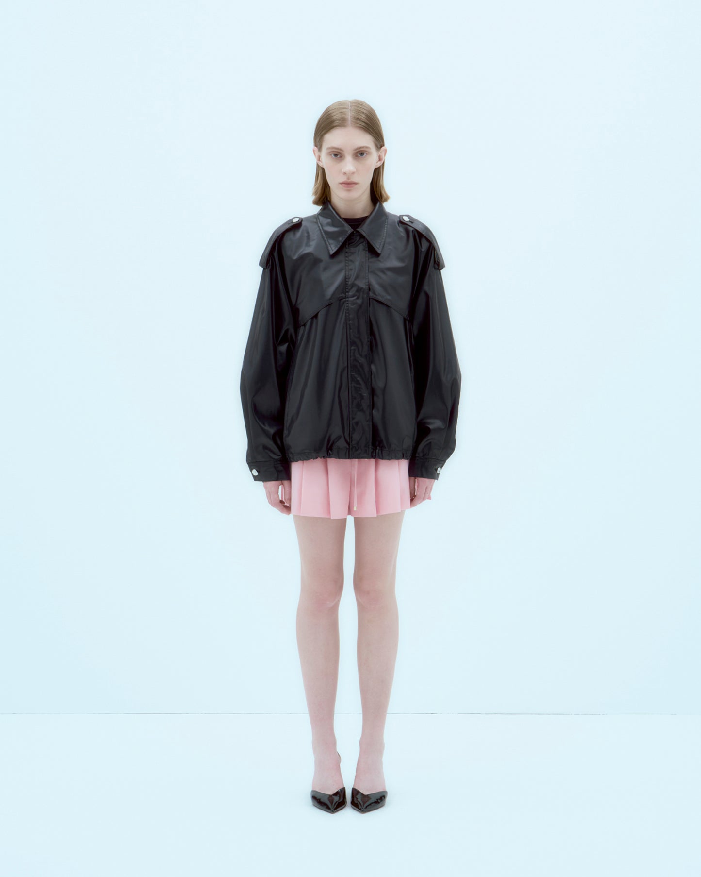 [ARIK.] [25SS] HEZE oversized trench bomber jacket Black