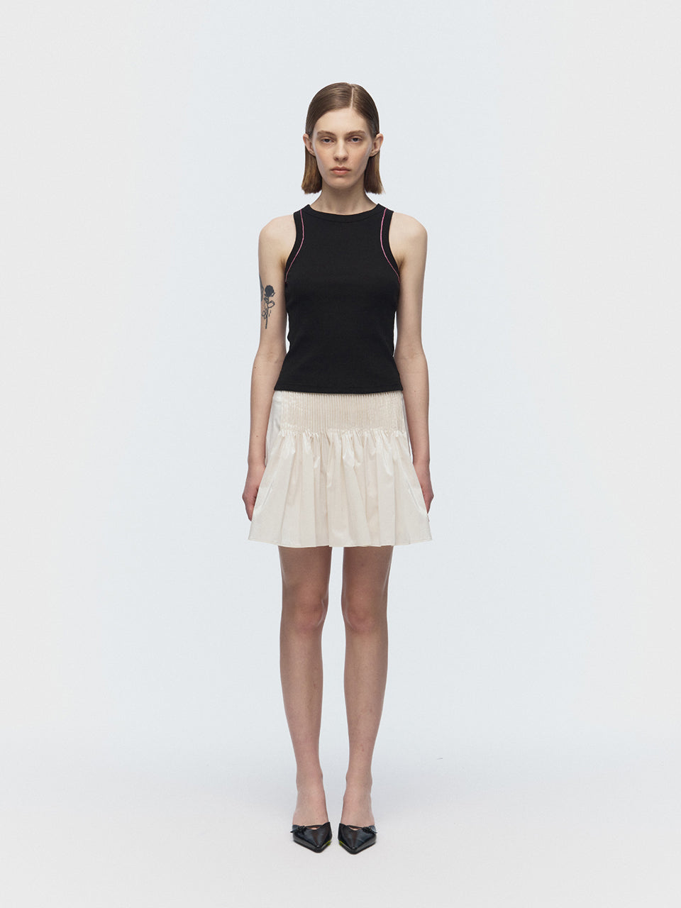 [ARIK. Arik] [24SS] DIPHDA pin tuck skirt Ivory