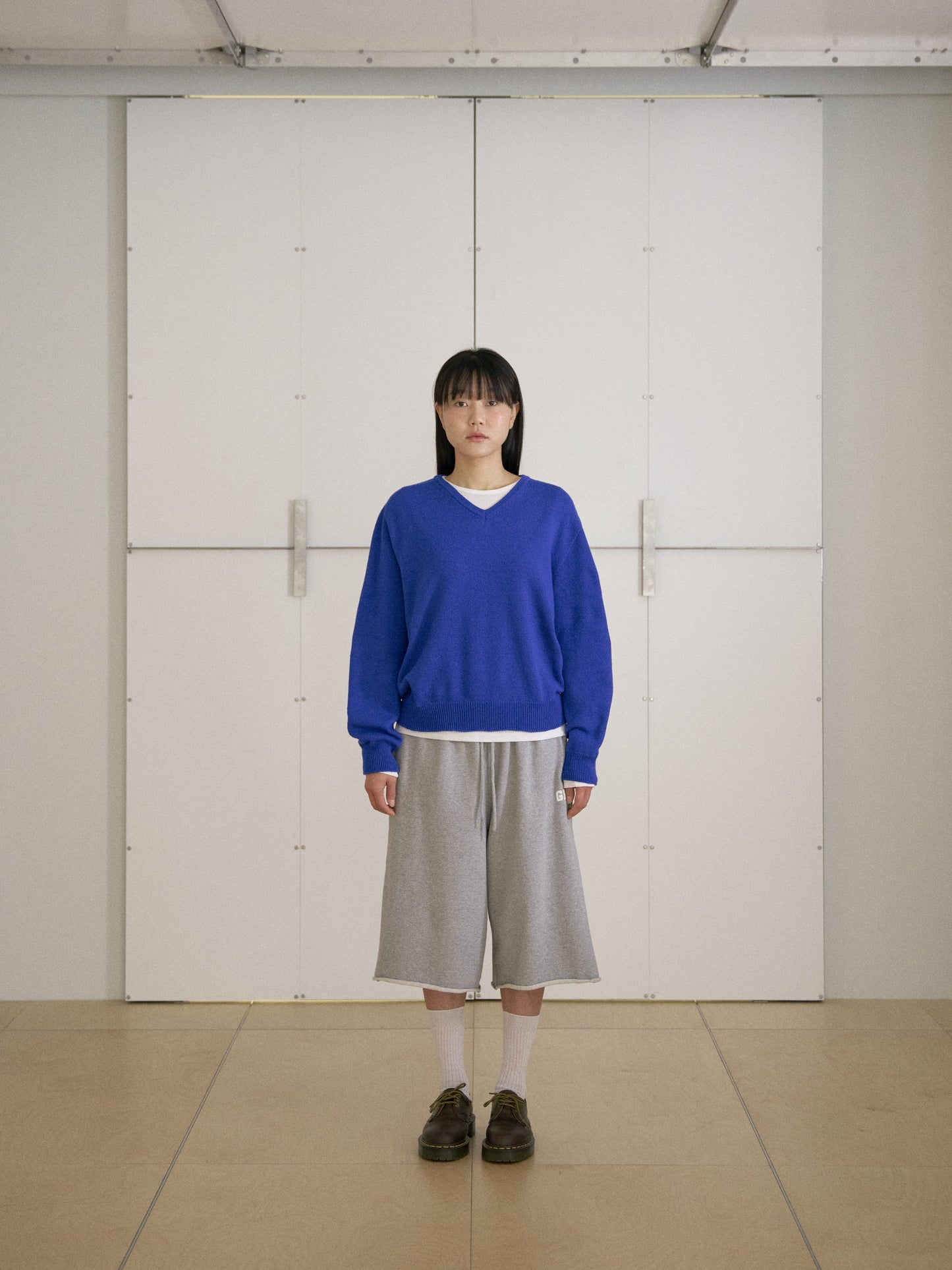 Cutoff Half Sweatpants - Gray