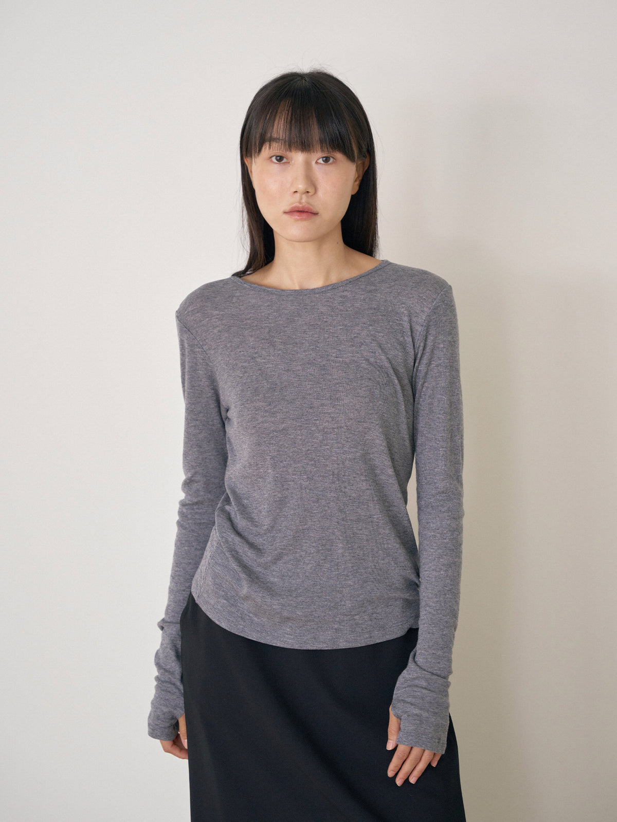Finger Hole Long Sleeve - Charcoal 2