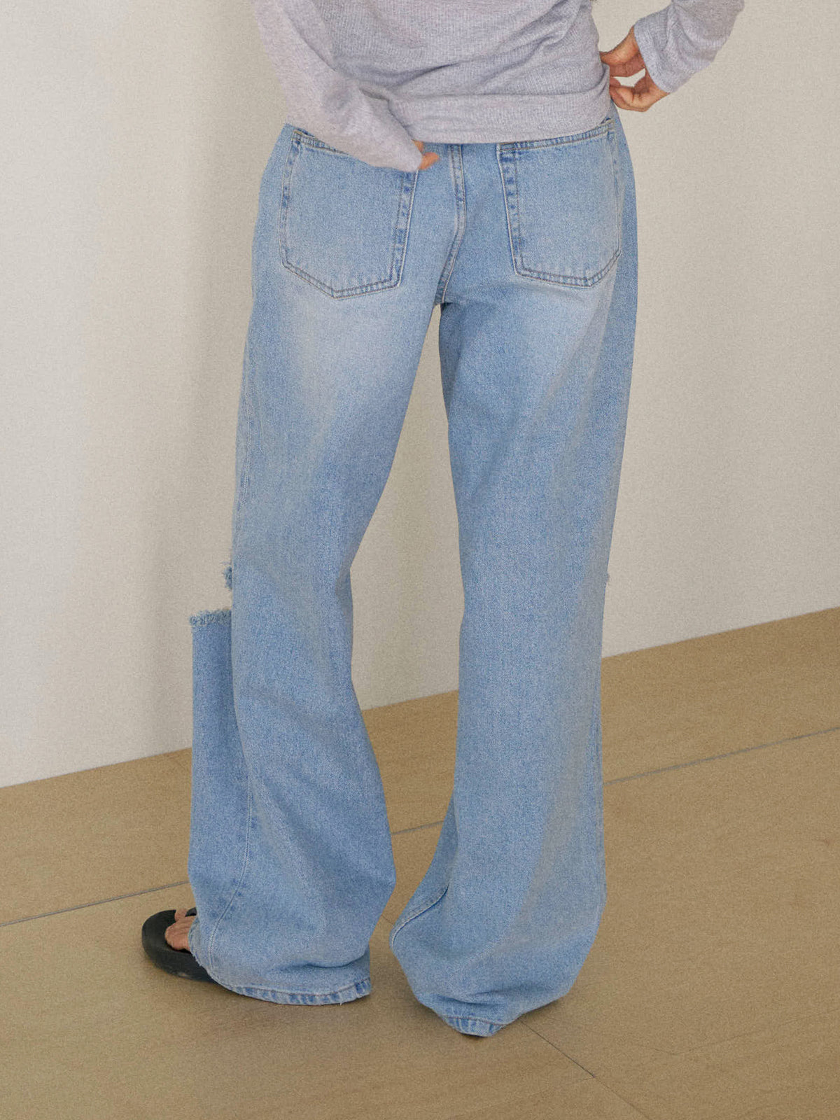 MARAN Knee Damage Denim Pants - Light Indigo 商品画像13/21