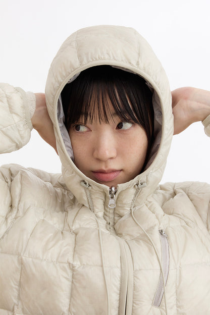[9/28予約配送] REVERSIBLE FLORAL GRAPHIC DUCK DOWN, LIGHT GRAY