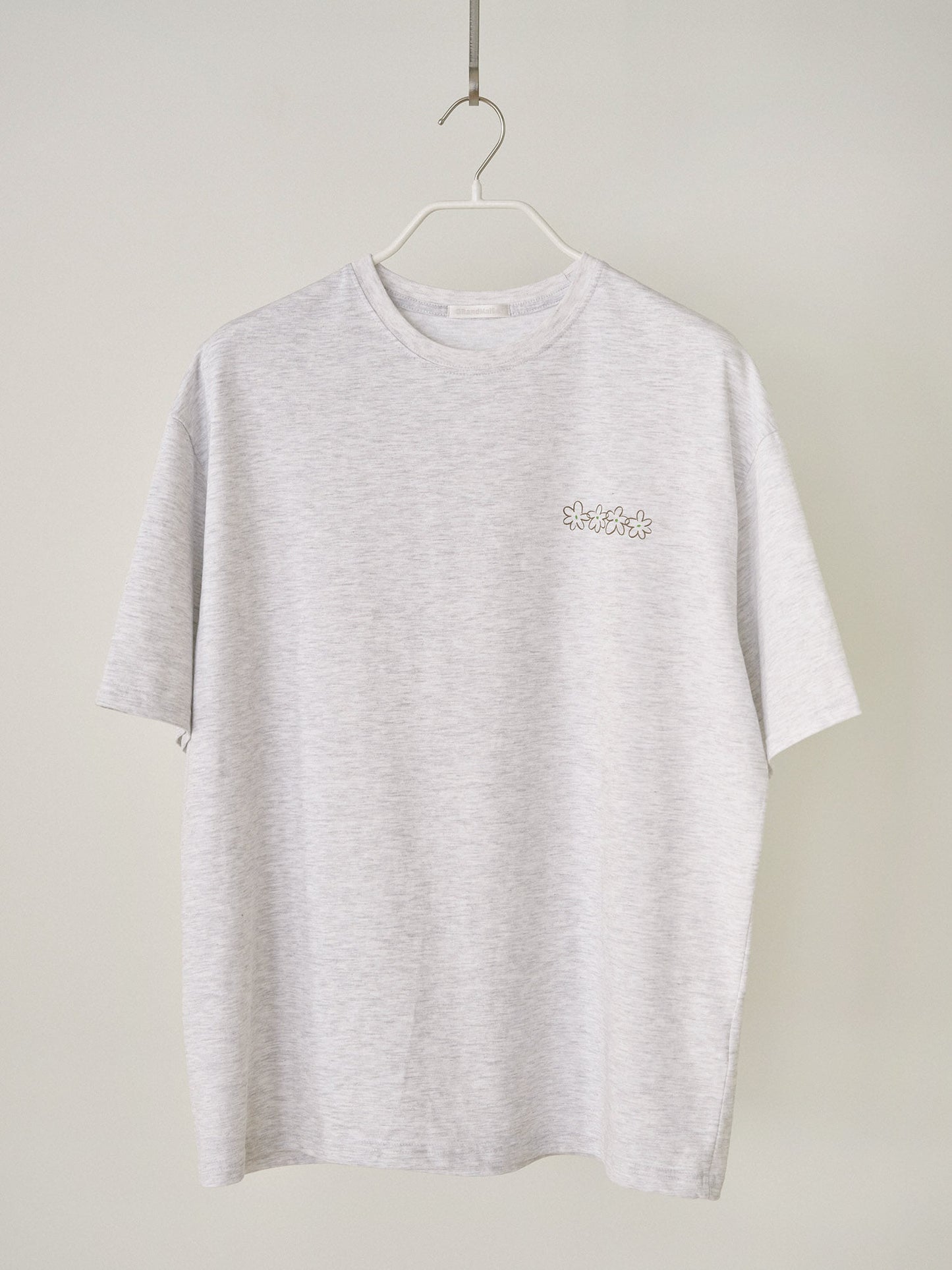 Flower Printing Short Sleeve - Light Gray
