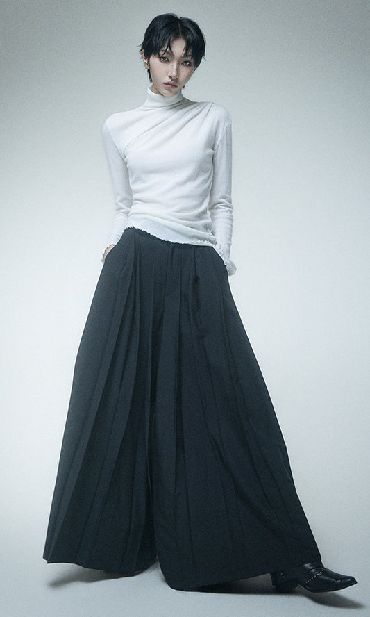 【Reculer レキュリー】Wide pleated pants Black