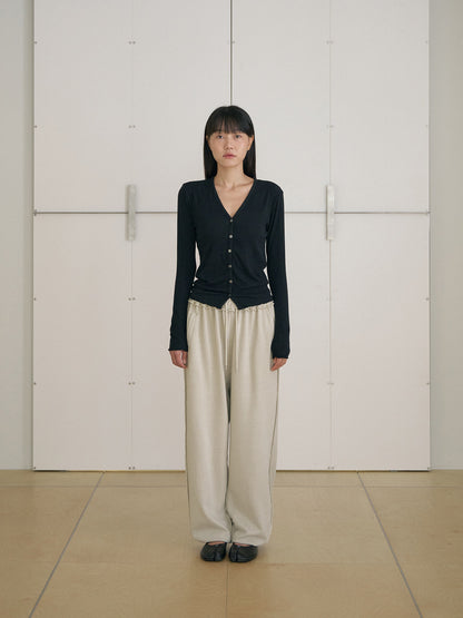 MARAN Wave V-neck Rib Cardigan - Black 商品画像14/21