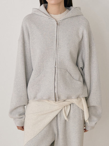 Current Waffle Hoodie Zip-up - Light Gray 3