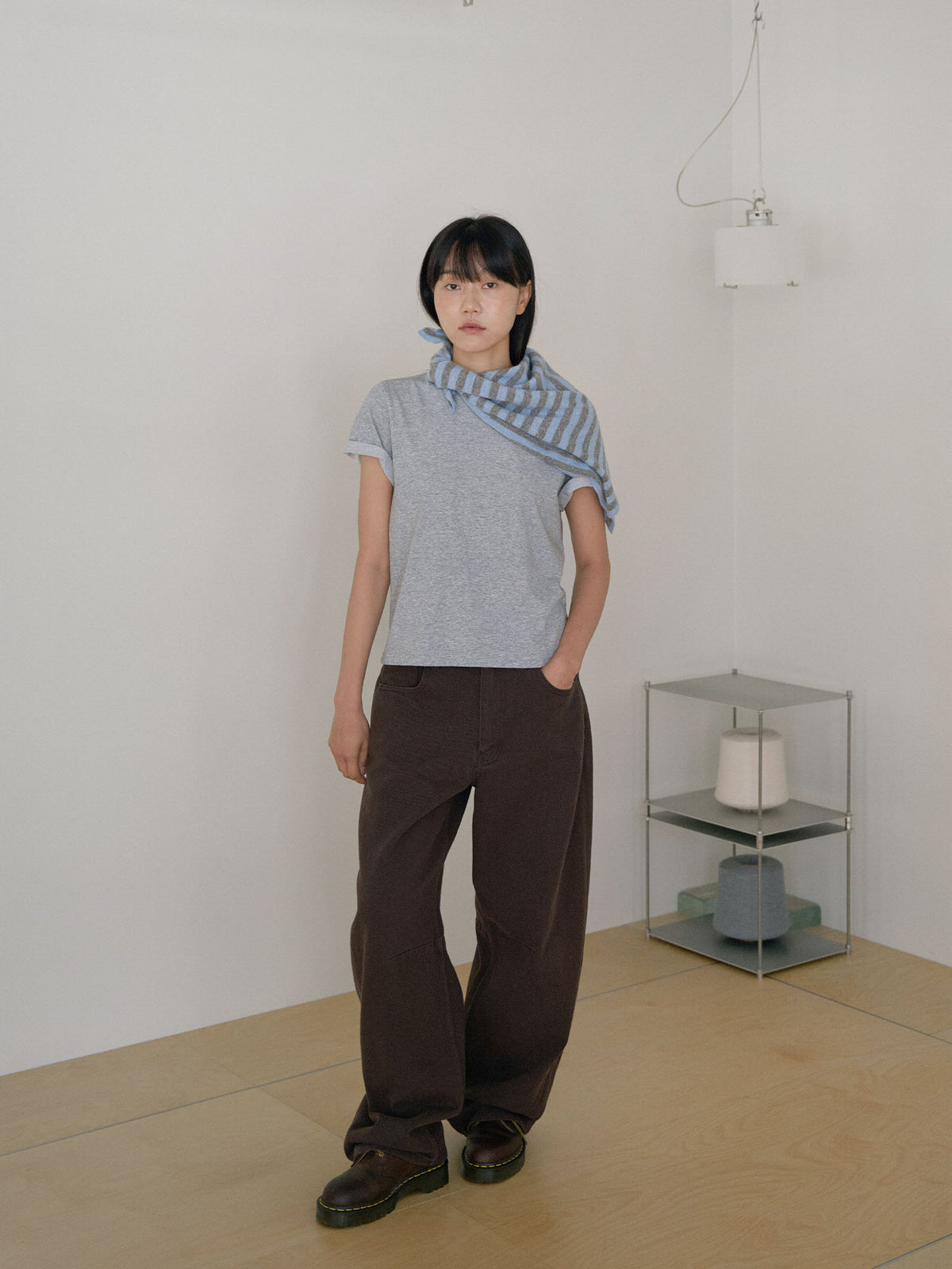 Stripe Square Scarf - Blue 12