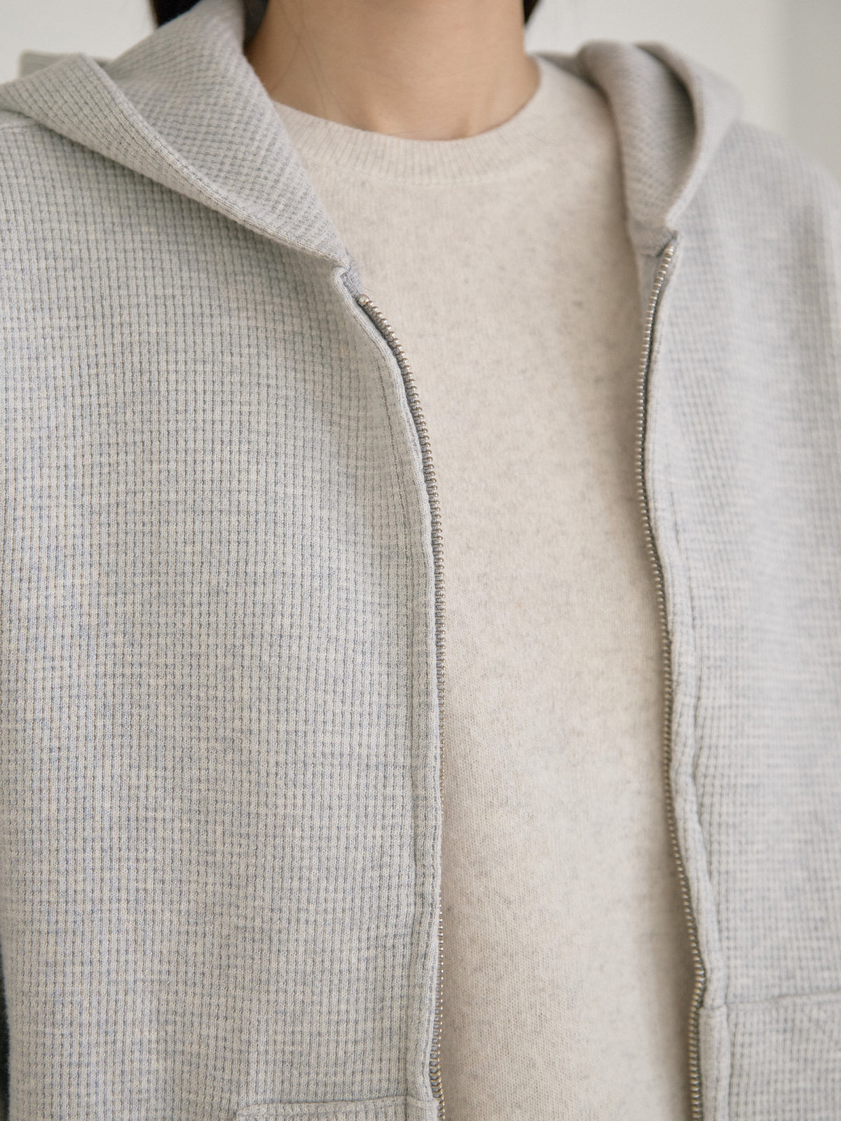 MARAN Current Waffle Hoodie Zip-up - Light Gray 商品画像15/21