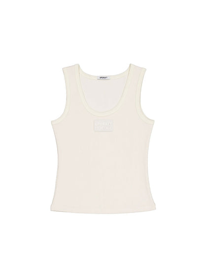 LOGO PATCH COTTON SLIM SLEEVELESS -IVORY 