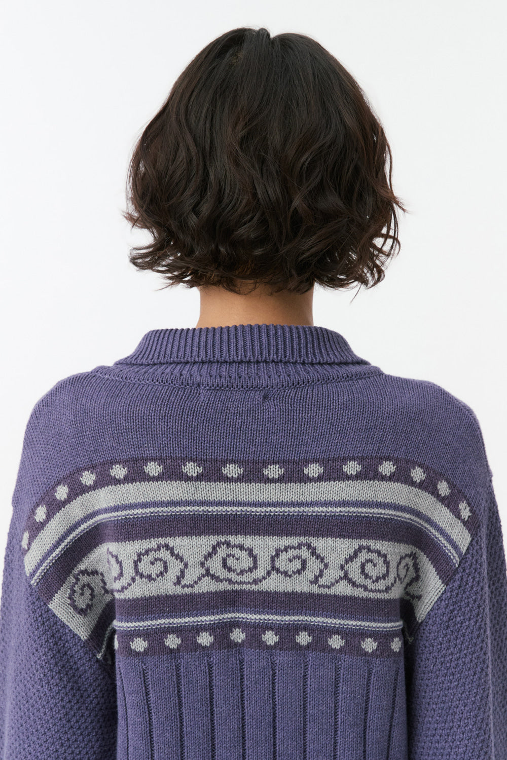 SNAIL GRAPHIC KNIT CARDIGAN, PURPLE