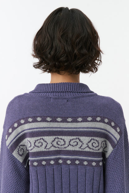 SNAIL GRAPHIC KNIT CARDIGAN, PURPLE
