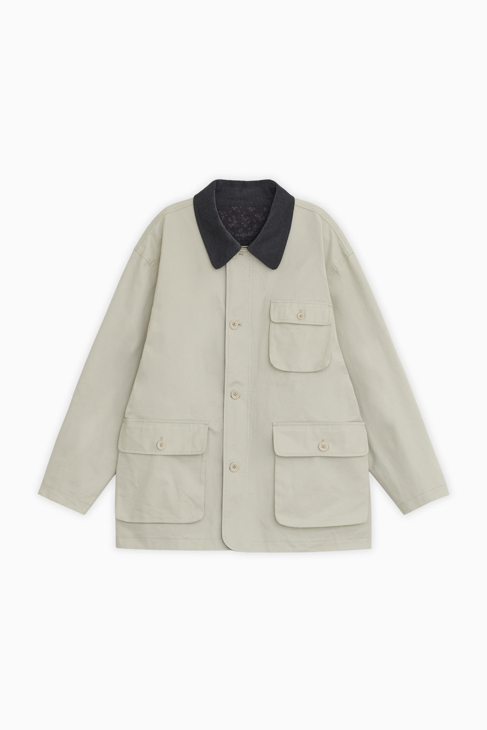 REVERSIBLE FLORAL COTTON JACKET, BEIGE
