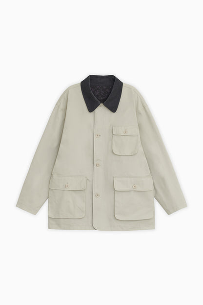 REVERSIBLE FLORAL COTTON JACKET, BEIGE