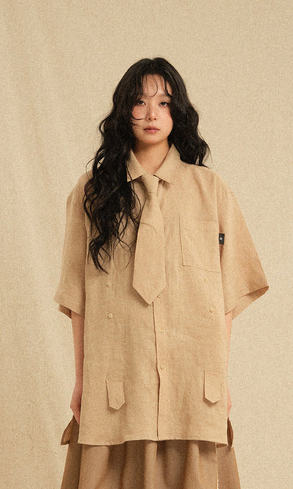 Bijo Point Short-Sleeved Shirt Beige (Ver. Tie)