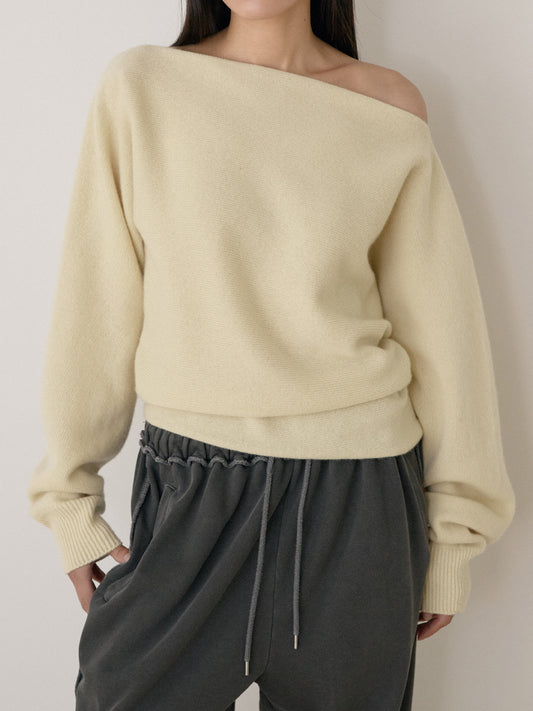 Flow Boat Neck Pullover - Pale Yellow 4