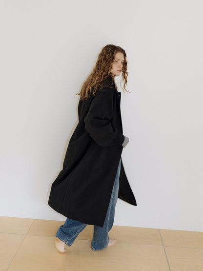High Neck Trench Coat - Black 7