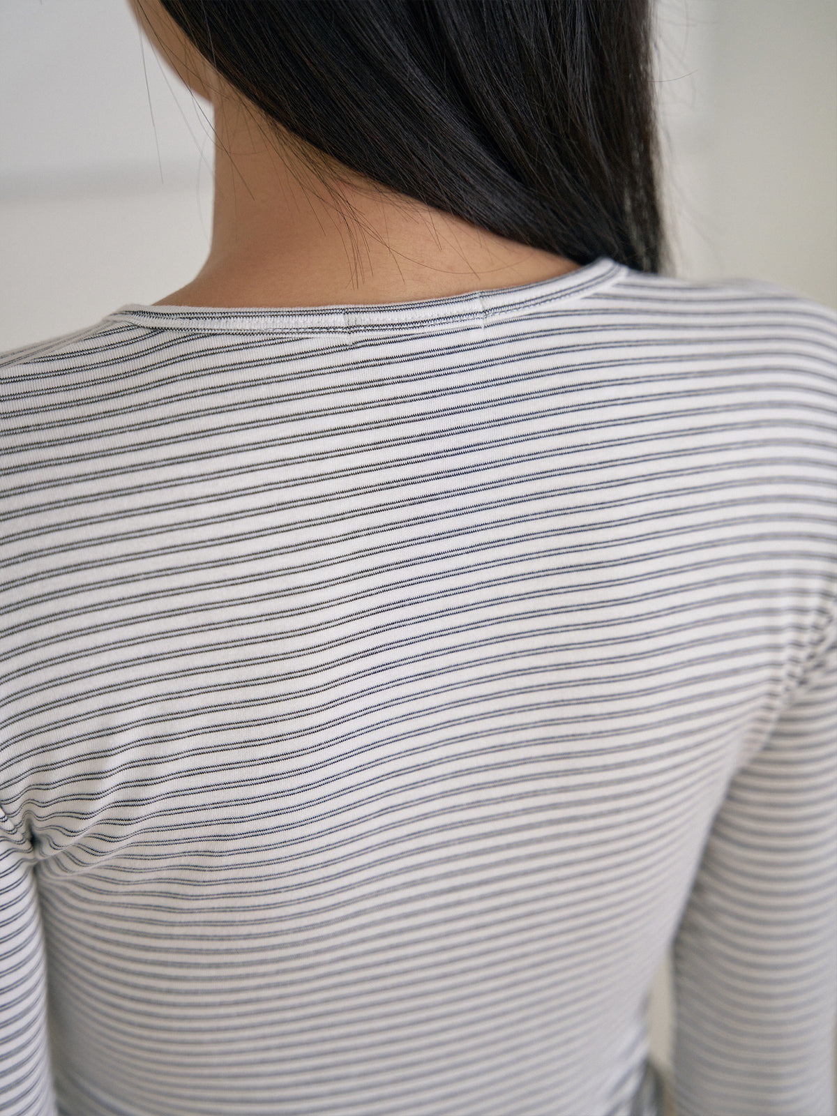 Rib Stripe Long Sleeve - Ivory 9