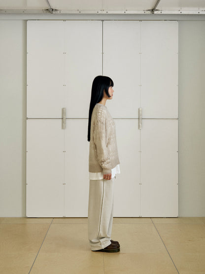 Mohair Punching Pullover-Ivory