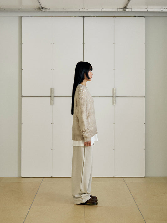 Mohair Punching Pullover-Ivory