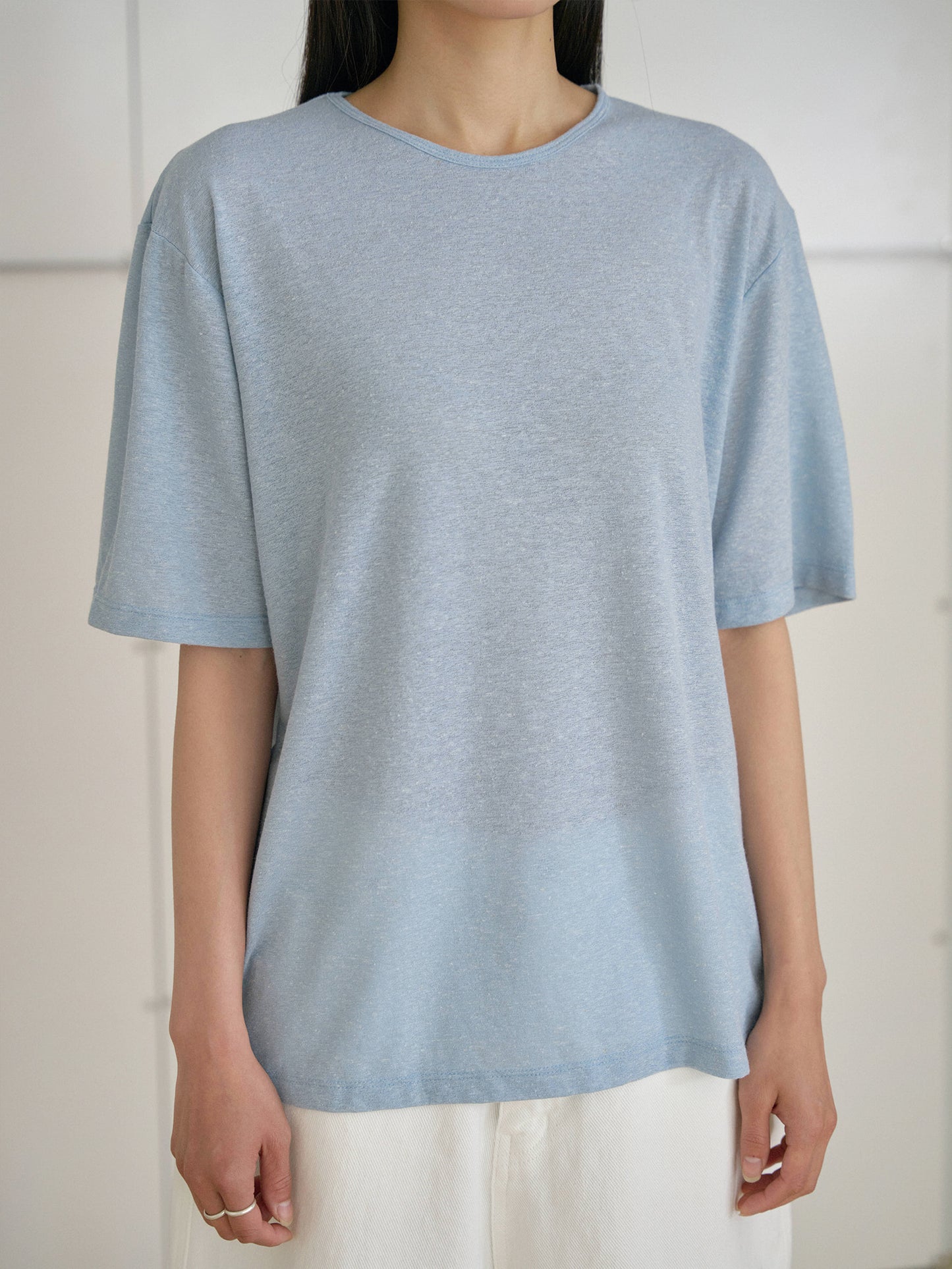 Linen Loose Short Sleeve - Blue