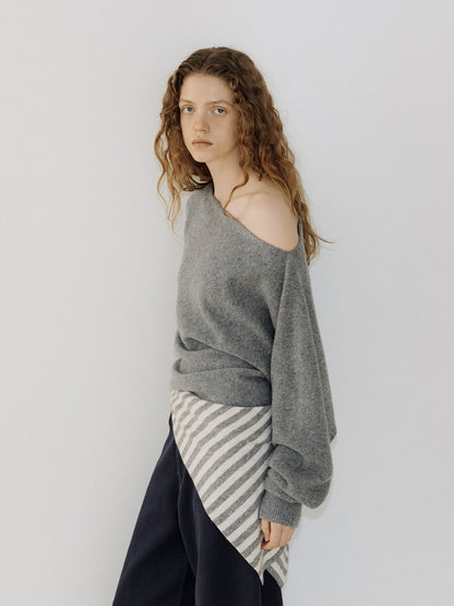 Flow Boat Neck Pullover - Gray 4