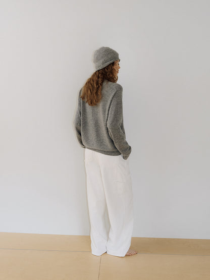 Cashmere Blend V-neck Pullover - Gray 3