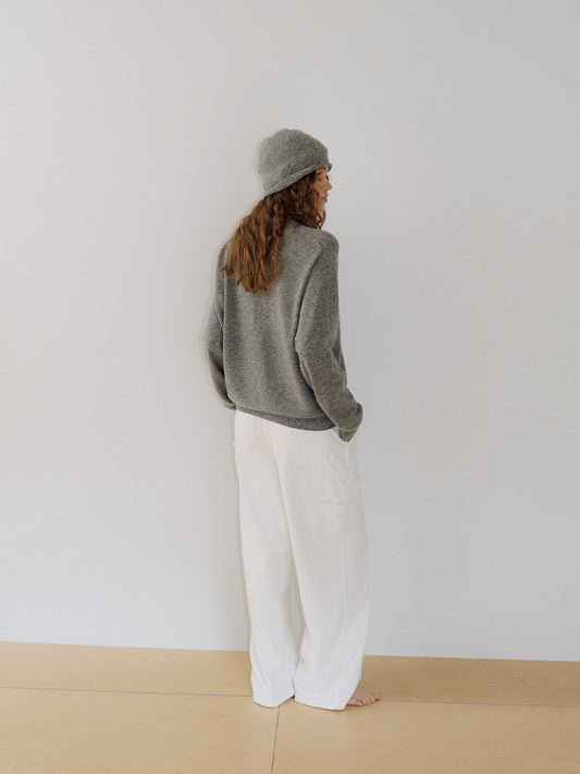 Cashmere Blend V-neck Pullover - Gray 3