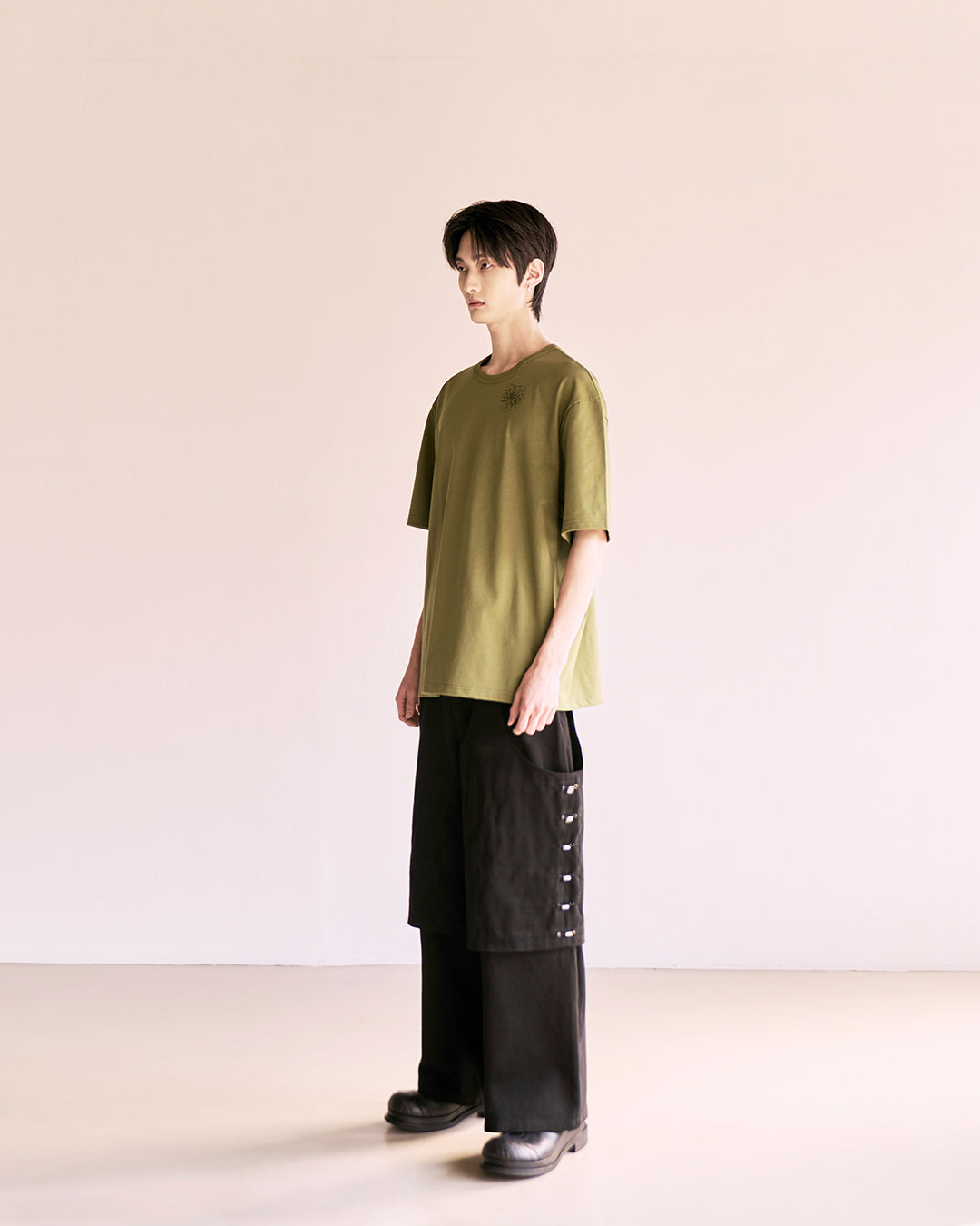 Flare Variant Layered Wide Cotton Pants_Black