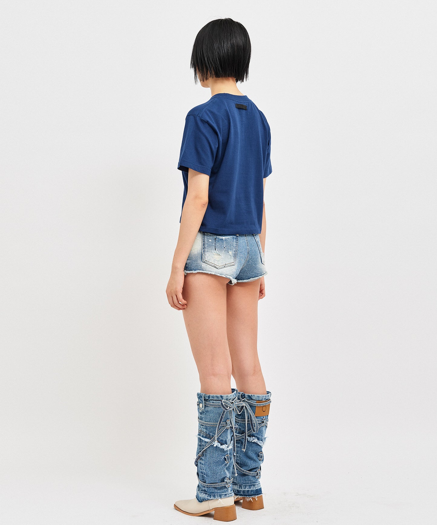 【C Wear シーウエア】 Oversized Crop T-Shirt Navy