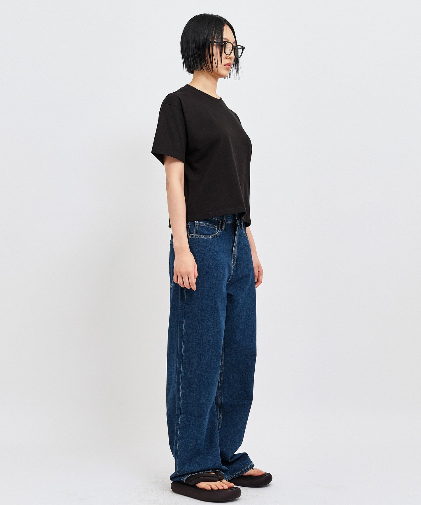 【C Wear シーウエア】 Oversized Crop T-Shirt Black
