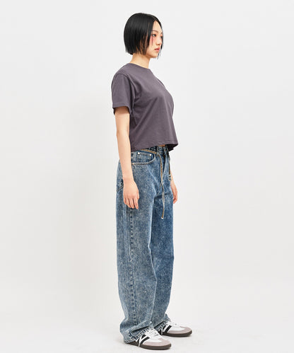 【C Wear シーウエア】 Oversized Crop T-Shirt Charcoal
