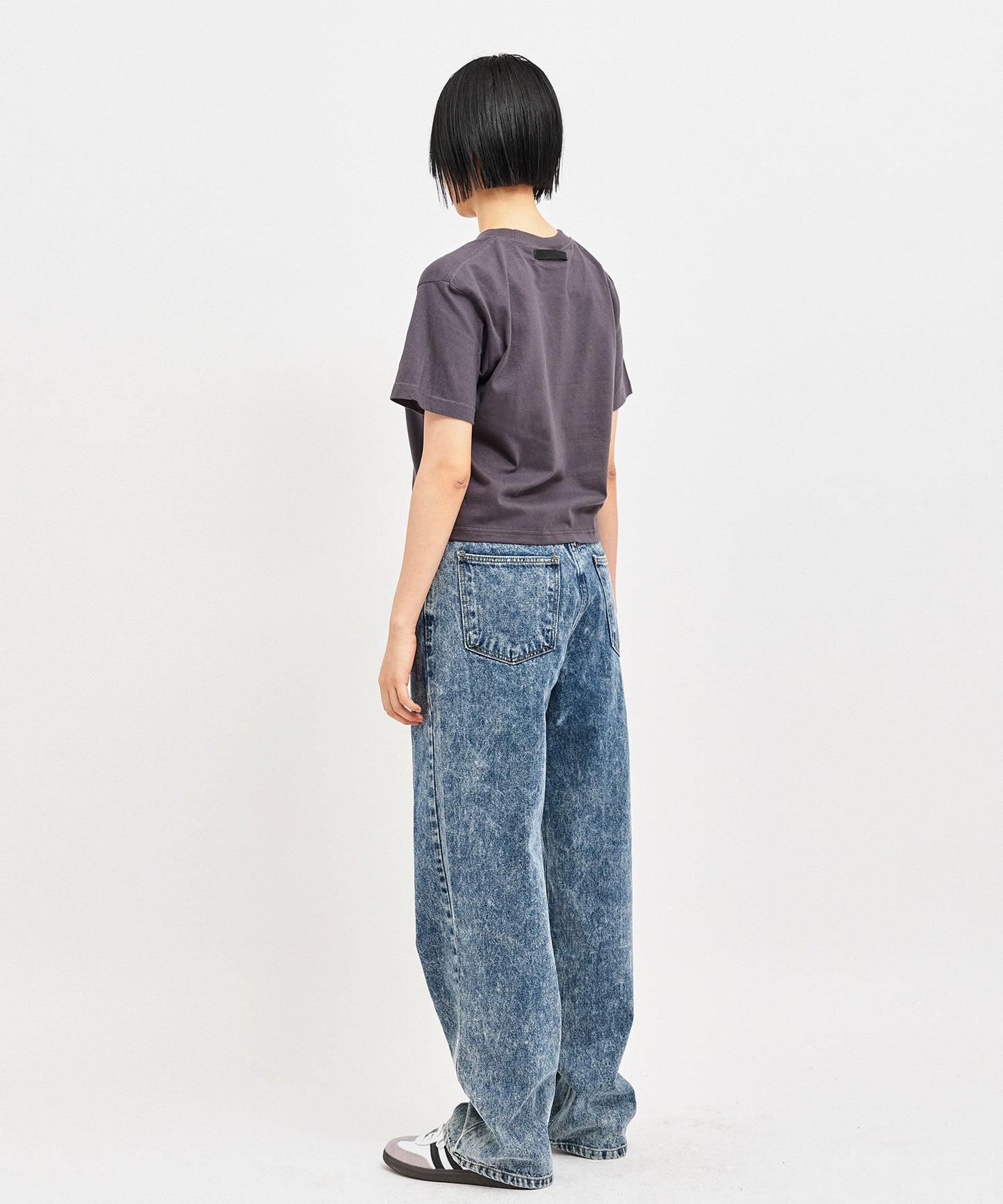 【C Wear シーウエア】 Oversized Crop T-Shirt Charcoal