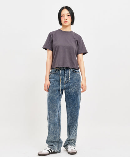 【C Wear シーウエア】 Oversized Crop T-Shirt Charcoal