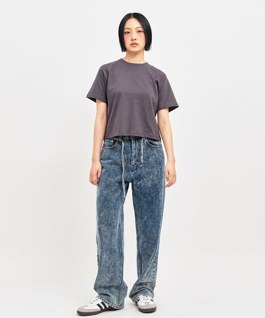 【C Wear シーウエア】 Oversized Crop T-Shirt Charcoal