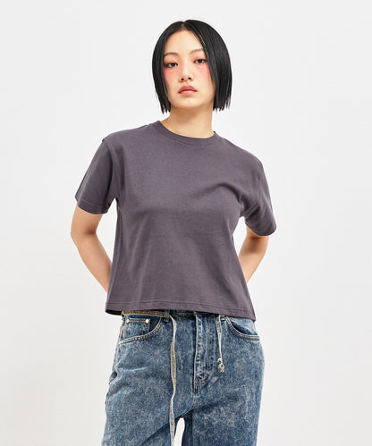 【C Wear シーウエア】 Oversized Crop T-Shirt Charcoal